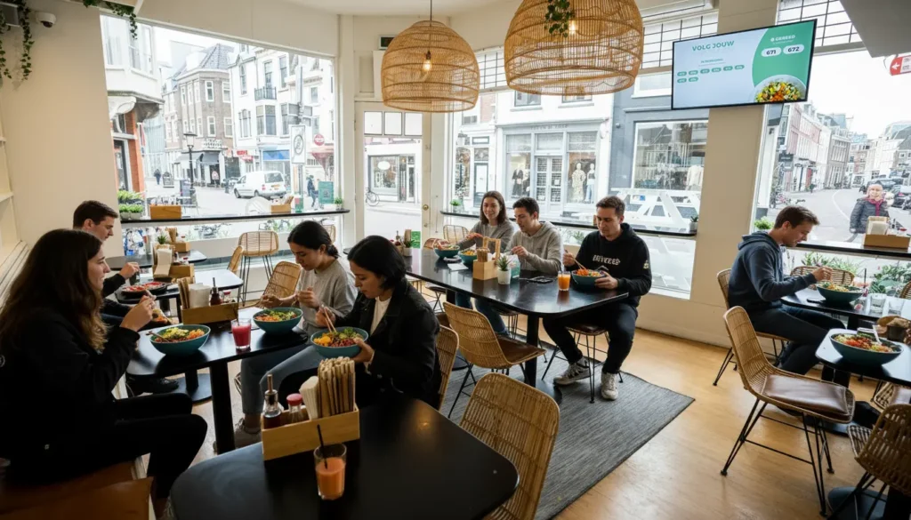 Bij Poke Perfect heeft de gast goed zicht op het nummerweergave scherm om de bestelling te volgen